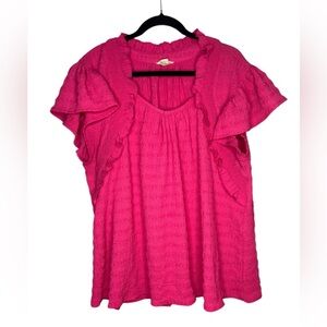 Umgee Barbie Flowy Pink Textured Blouse Size Large